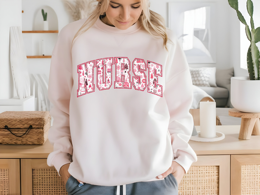 Comfort Colors Nurse Pink Christmas Crewneck